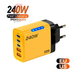 240W GaN USB-C Fast Charger – 5-in-1 Multi-Port Wall Charger for iPhone, Samsung, Xiaomi, Laptop & Tablet