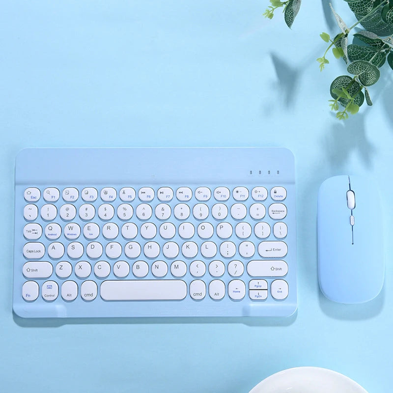 Ultra Thin Wireless Bluetooth Keyboard and Mouse Set – 10 Inch Portable Keyboard for iPad, Samsung, Xiaomi & Tablet