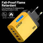 240W GaN USB-C Fast Charger – 5-in-1 Multi-Port Wall Charger for iPhone, Samsung, Xiaomi, Laptop & Tablet