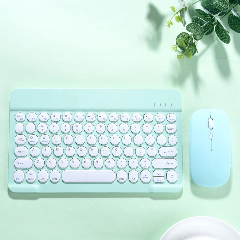 Ultra Thin Wireless Bluetooth Keyboard and Mouse Set – 10 Inch Portable Keyboard for iPad, Samsung, Xiaomi & Tablet