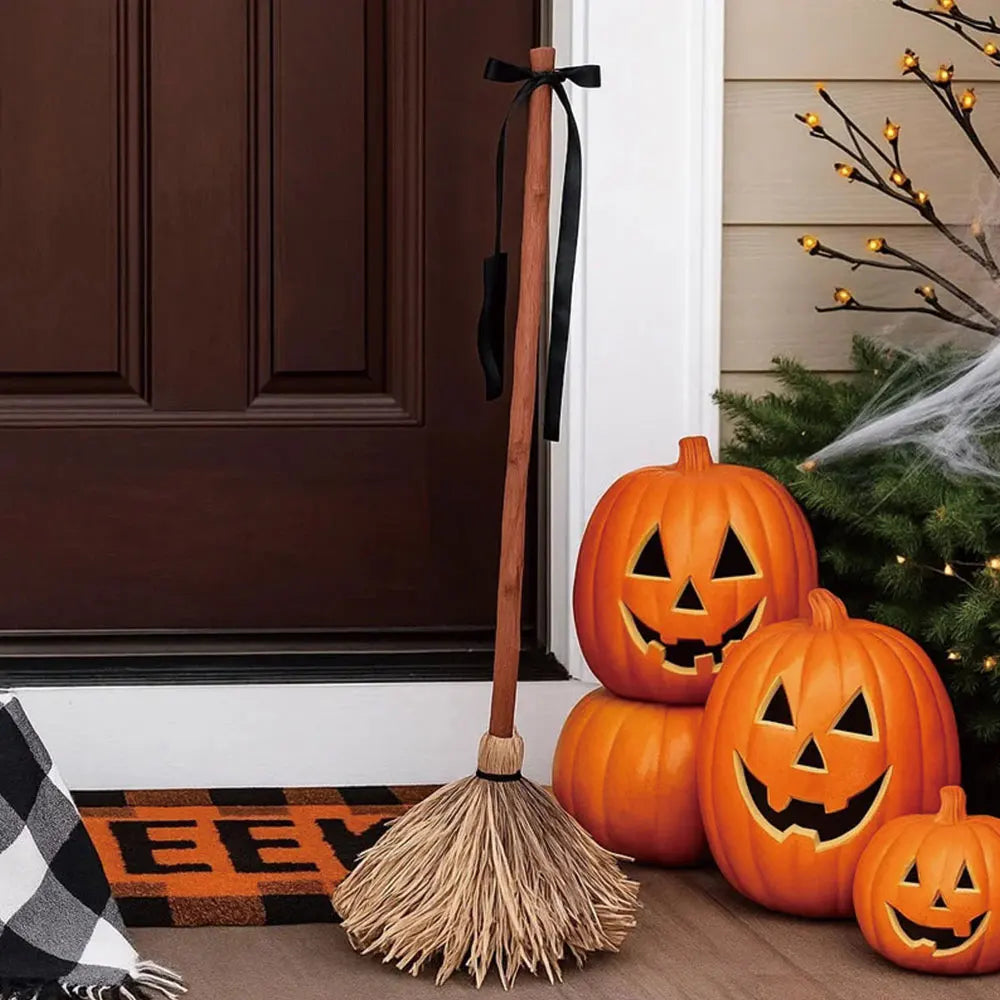 Floating Witch's Broom Haunted Dancing Moving Broomstick Magic Enchanter Sorceress Halloween Carnival Dress Up Party Props