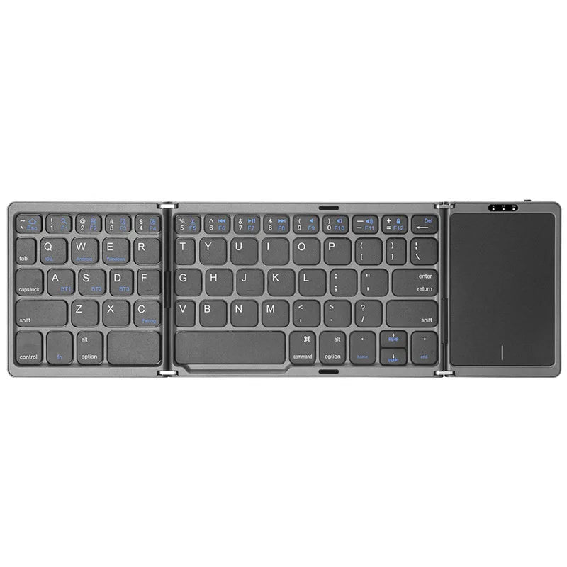 Portable 3-Fold Bluetooth Keyboard with Touchpad – Slim Rechargeable Travel Keyboard for iPad, Tablet & Laptop