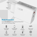 120W USB-C Fast Charger with PD Cable – Quick Charge Wall Adapter for iPhone, Samsung, Xiaomi, OnePlus & Huawei