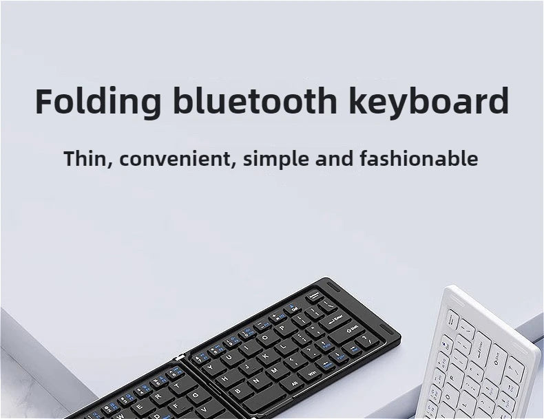 MINGCVIL Mini Foldable Bluetooth Keyboard – Rechargeable Slim Portable Wireless Keyboard for iOS, Windows & Android