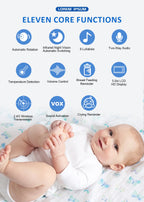 5 Inch Video Baby Monitor with Camera – PTZ Zoom Babyphone with Temperature Sensor, Lullaby & Free Shipping