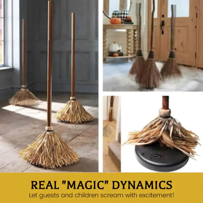Floating Witch's Broom Haunted Dancing Moving Broomstick Magic Enchanter Sorceress Halloween Carnival Dress Up Party Props