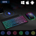 10 Inch Bluetooth Wireless Keyboard and Mouse Set – Rechargeable Portable Keyboard for Tablet, Phone, Android, iOS & Windows