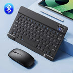 10 Inch Bluetooth Wireless Keyboard and Mouse Set – Rechargeable Portable Keyboard for Tablet, Phone, Android, iOS & Windows