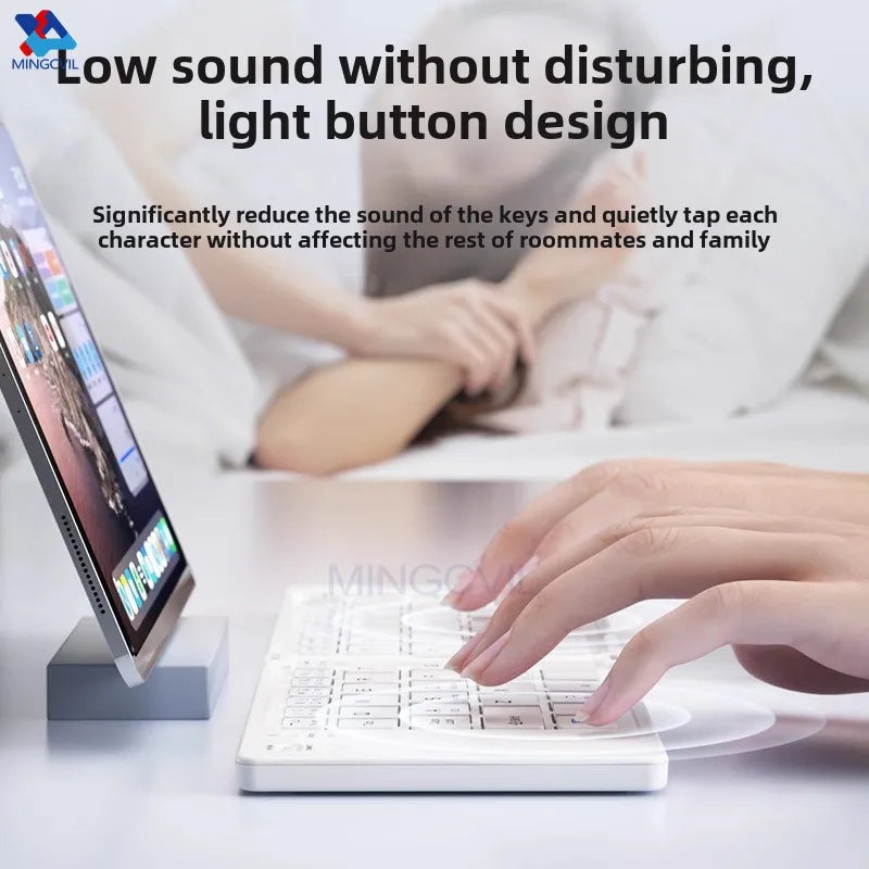 MINGCVIL Mini Foldable Bluetooth Keyboard – Rechargeable Slim Portable Wireless Keyboard for iOS, Windows & Android