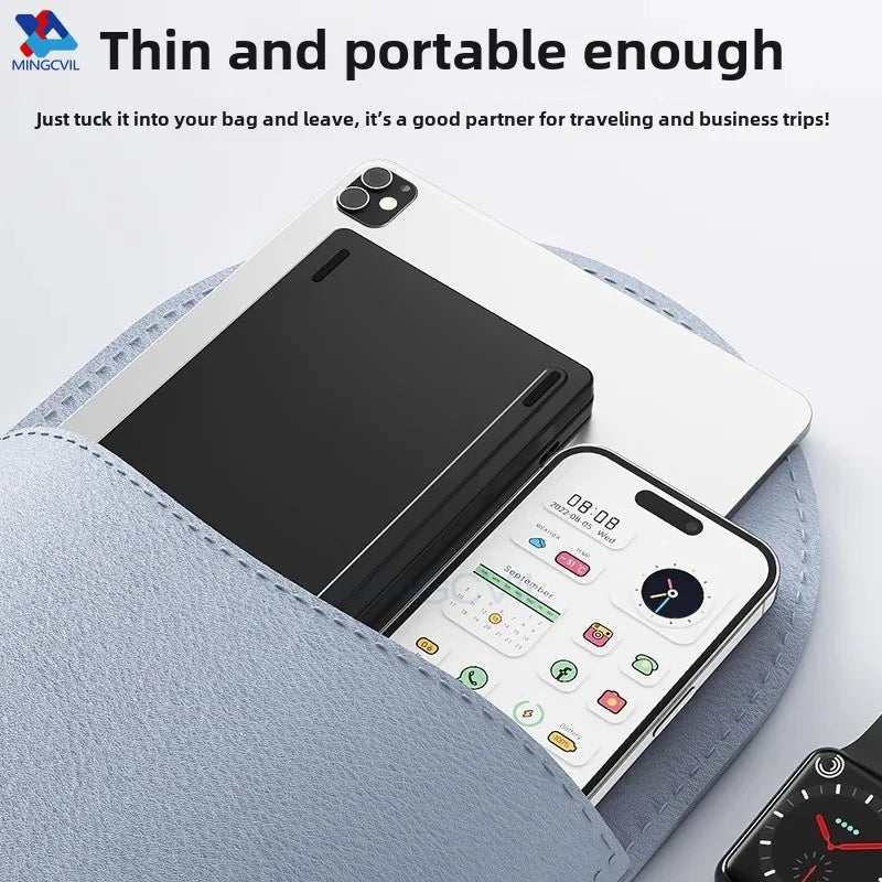 MINGCVIL Mini Foldable Bluetooth Keyboard – Rechargeable Slim Portable Wireless Keyboard for iOS, Windows & Android