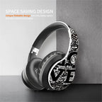 Wireless Bluetooth 5.0 Over-Ear Headphones – Graffiti Foldable Headset with Mic, Hi-Fi Stereo & Free Shipping