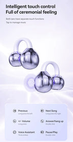 Open Ear Clip Wireless Earbuds – Bluetooth 5.4 ENC Noise Cancelling Headphones with Mic for iOS & Android