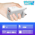 120W USB-C Fast Charger with PD Cable – Quick Charge Wall Adapter for iPhone, Samsung, Xiaomi, OnePlus & Huawei