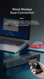 USB Powered PC Soundbar – Wired & Wireless Bluetooth Speaker for Laptop, TV, Gaming & Home Theater with Free Shipping