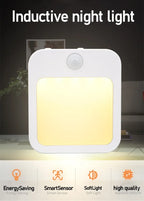 Plug-in LED Night Light with Motion Sensor – Adjustable Brightness Wall Lamp for Bedroom, Hallway & Bathroom
