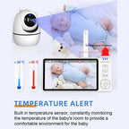 5 Inch Video Baby Monitor with Camera – PTZ Zoom Babyphone with Temperature Sensor, Lullaby & Free Shipping