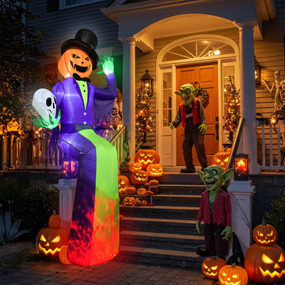 8FT Giant Light-Up Pumpkin Man Halloween Inflatable