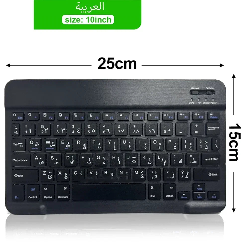 10 Inch Bluetooth Wireless Keyboard and Mouse Set – Rechargeable Portable Keyboard for Tablet, Phone, Android, iOS & Windows