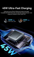 Vention 45W Power Bank – 20000mAh Portable Fast Charger with USB-C Cable for iPhone, Samsung & Xiaomi