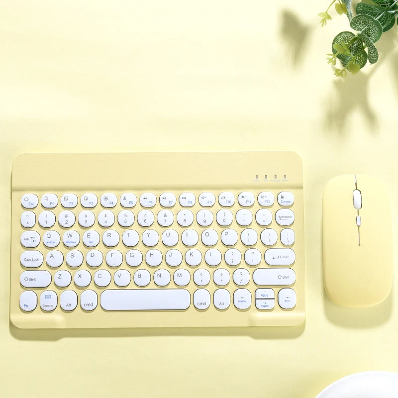 Ultra Thin Wireless Bluetooth Keyboard and Mouse Set – 10 Inch Portable Keyboard for iPad, Samsung, Xiaomi & Tablet