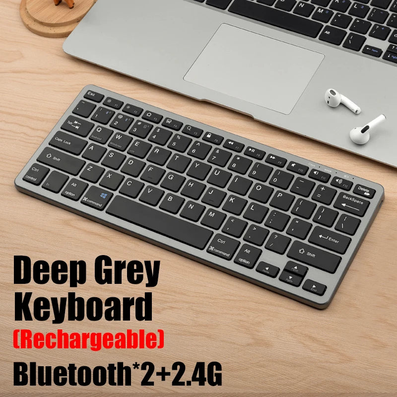 Wireless Keyboard and Mouse Set – Bluetooth 5.0 & 2.4G Mini Keyboard Mouse Combo for Laptop, PC & Tablet