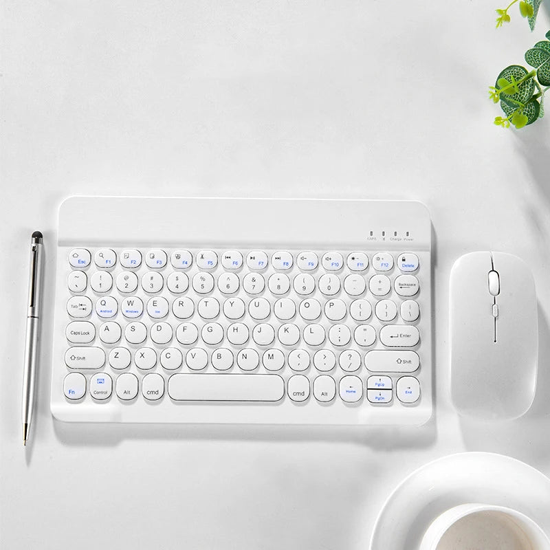 Ultra Thin Wireless Bluetooth Keyboard and Mouse Set – 10 Inch Portable Keyboard for iPad, Samsung, Xiaomi & Tablet