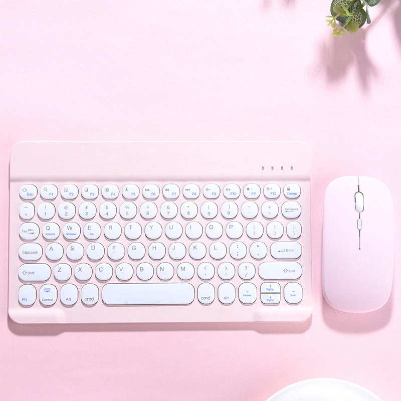 Ultra Thin Wireless Bluetooth Keyboard and Mouse Set – 10 Inch Portable Keyboard for iPad, Samsung, Xiaomi & Tablet