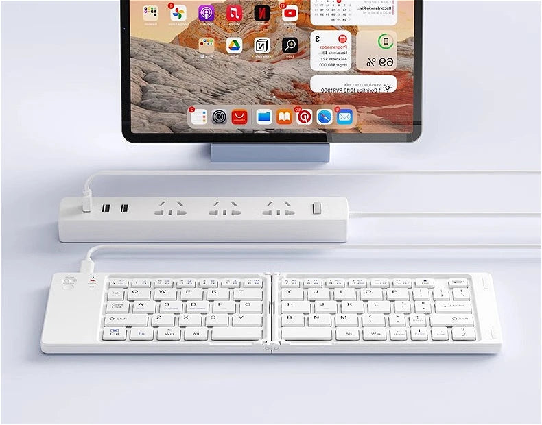 MINGCVIL Mini Foldable Bluetooth Keyboard – Rechargeable Slim Portable Wireless Keyboard for iOS, Windows & Android