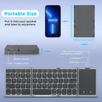Portable 3-Fold Bluetooth Keyboard with Touchpad – Slim Rechargeable Travel Keyboard for iPad, Tablet & Laptop