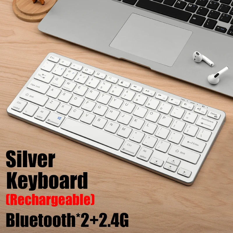 Wireless Keyboard and Mouse Set – Bluetooth 5.0 & 2.4G Mini Keyboard Mouse Combo for Laptop, PC & Tablet