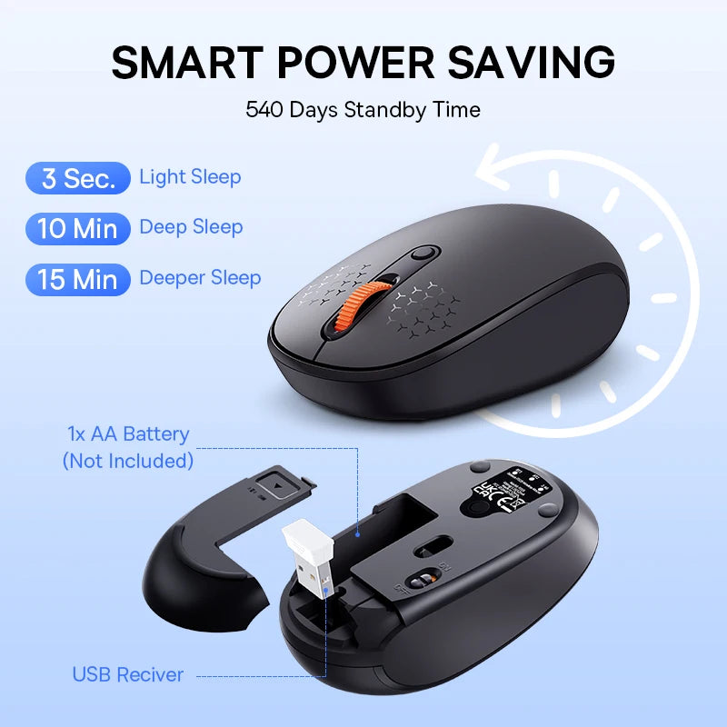 Baseus Wireless Bluetooth Mouse – Silent 2.4G USB Computer Mouse for Laptop, PC, MacBook & Tablet