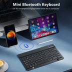 10 Inch Bluetooth Wireless Keyboard and Mouse Set – Rechargeable Portable Keyboard for Tablet, Phone, Android, iOS & Windows