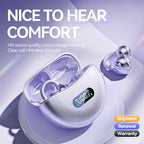 Open Ear Clip Wireless Earbuds – Bluetooth 5.4 ENC Noise Cancelling Headphones with Mic for iOS & Android