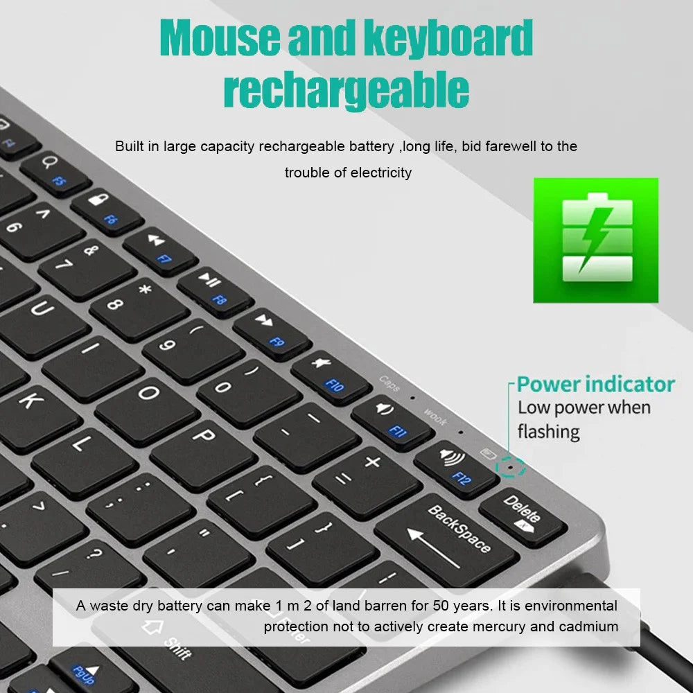 Wireless Keyboard and Mouse Set – Bluetooth 5.0 & 2.4G Mini Keyboard Mouse Combo for Laptop, PC & Tablet