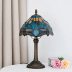 Vintage Stained Glass Table Lamp – 8 Inch French Rose Bedside Reading Lamp for Bedroom, Living Room & Office