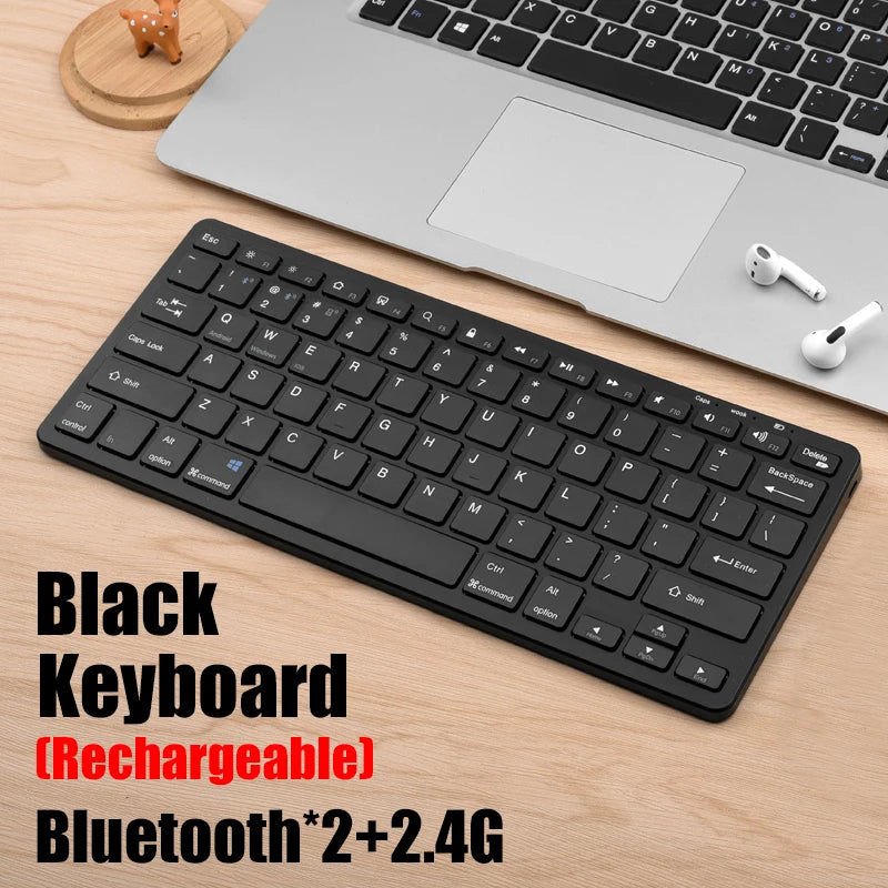 Wireless Keyboard and Mouse Set – Bluetooth 5.0 & 2.4G Mini Keyboard Mouse Combo for Laptop, PC & Tablet