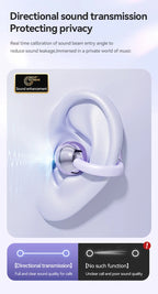 Open Ear Clip Wireless Earbuds – Bluetooth 5.4 ENC Noise Cancelling Headphones with Mic for iOS & Android
