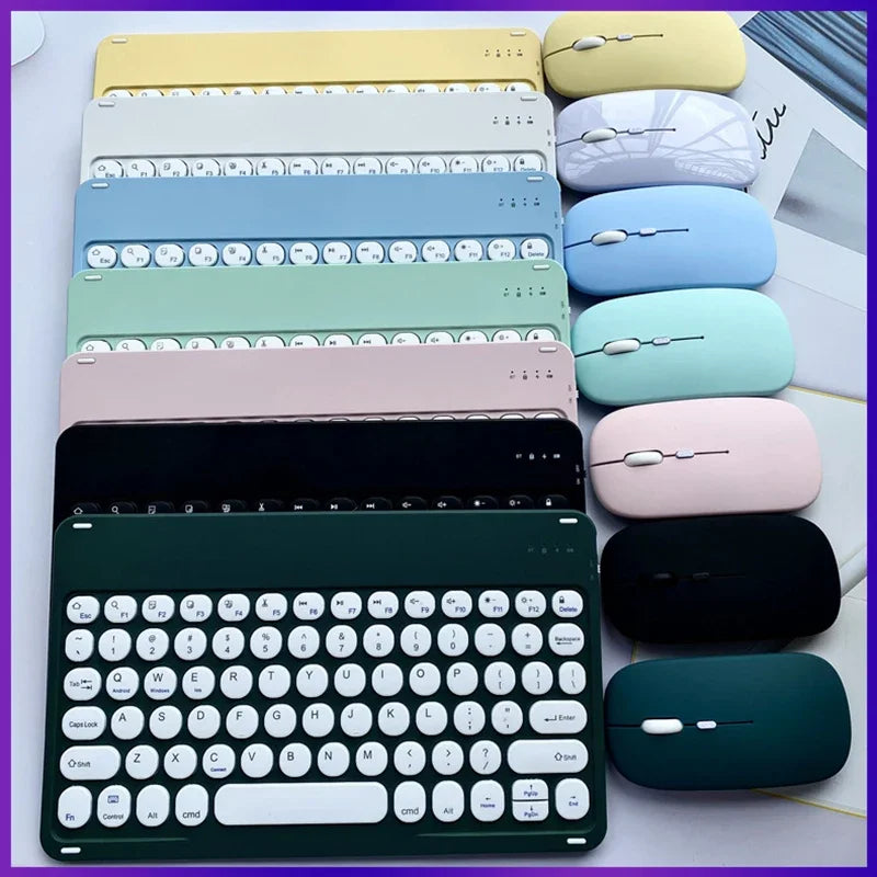 Ultra Thin Wireless Bluetooth Keyboard and Mouse Set – 10 Inch Portable Keyboard for iPad, Samsung, Xiaomi & Tablet