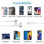 Original Wired Earphones For Apple iPhone 17 Pro Max16 15 14 13 12 11 Mini USB C Headphones Type C With Microphone Stereo Earbud