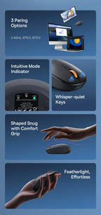 Baseus Wireless Bluetooth Mouse – Silent 2.4G USB Computer Mouse for Laptop, PC, MacBook & Tablet